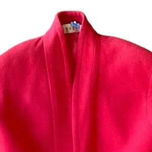 Vintage Wool I Magnin Bright Red Peat Coat Wool Mid Length